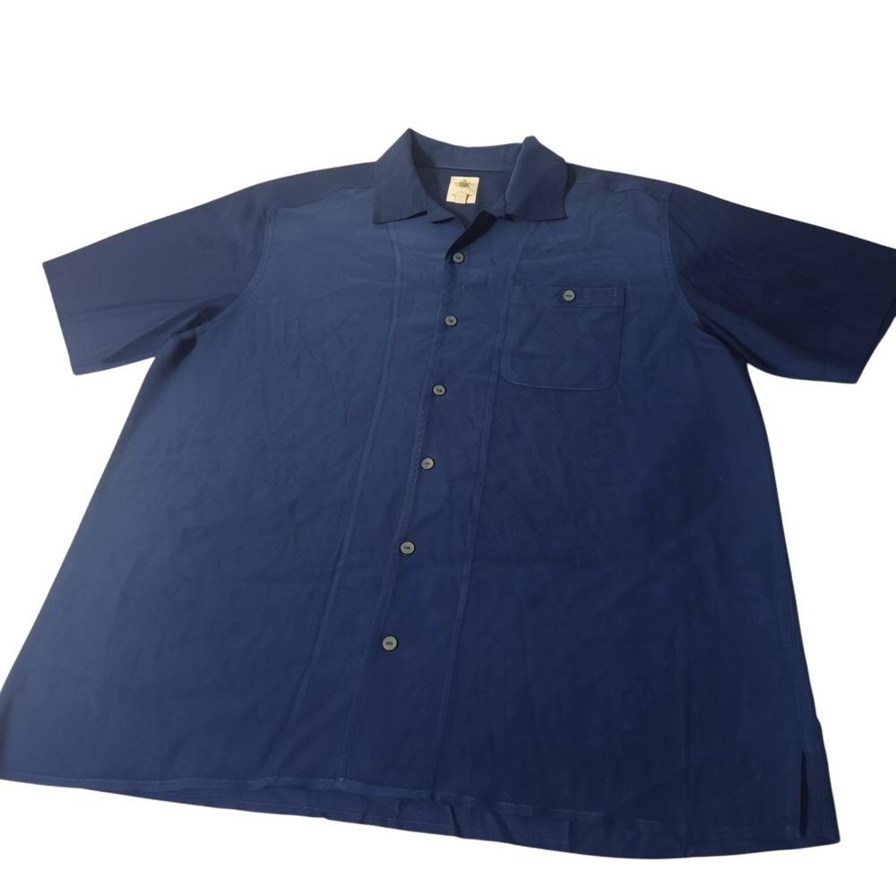 The Territory Ahead Shirt Mens XL Blue Rayon Blend Short Sleeve Camp Button Down